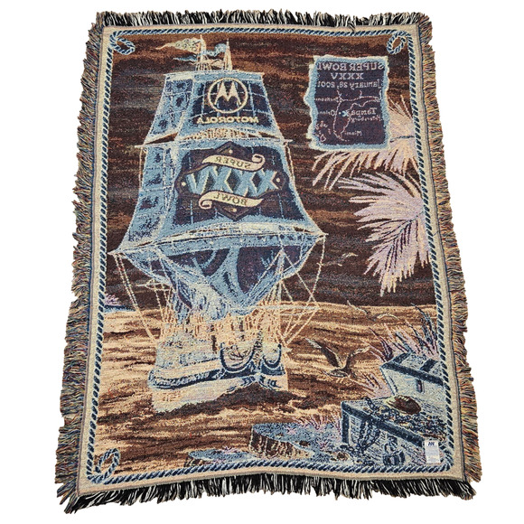 Vintage Northwest Co Super Bowl XXXV 35 Tapestry Throw Blanket Y2K Nautical Wall - Picture 10 of 12